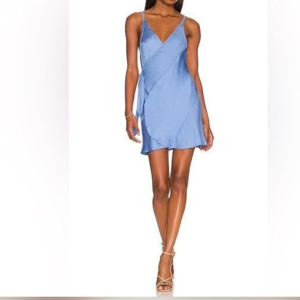 Free People Light Blue Wrap Mini Dress - Preloved